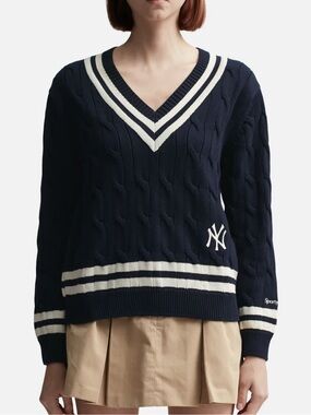 Sporty & Rich - x Yankees Cable-Knit Cotton Sweater
